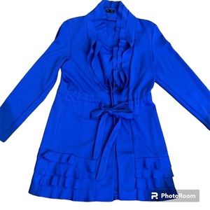 CUPIO Royal Blue Ruffle Tie Waist Open Jacket‎ Size Medium